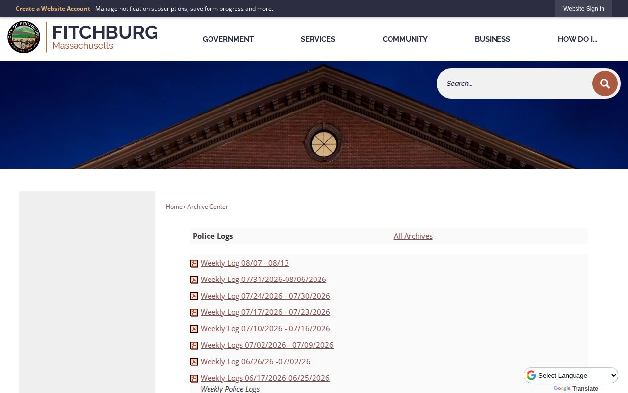 Fitchburg arrest record weekly police-log archive